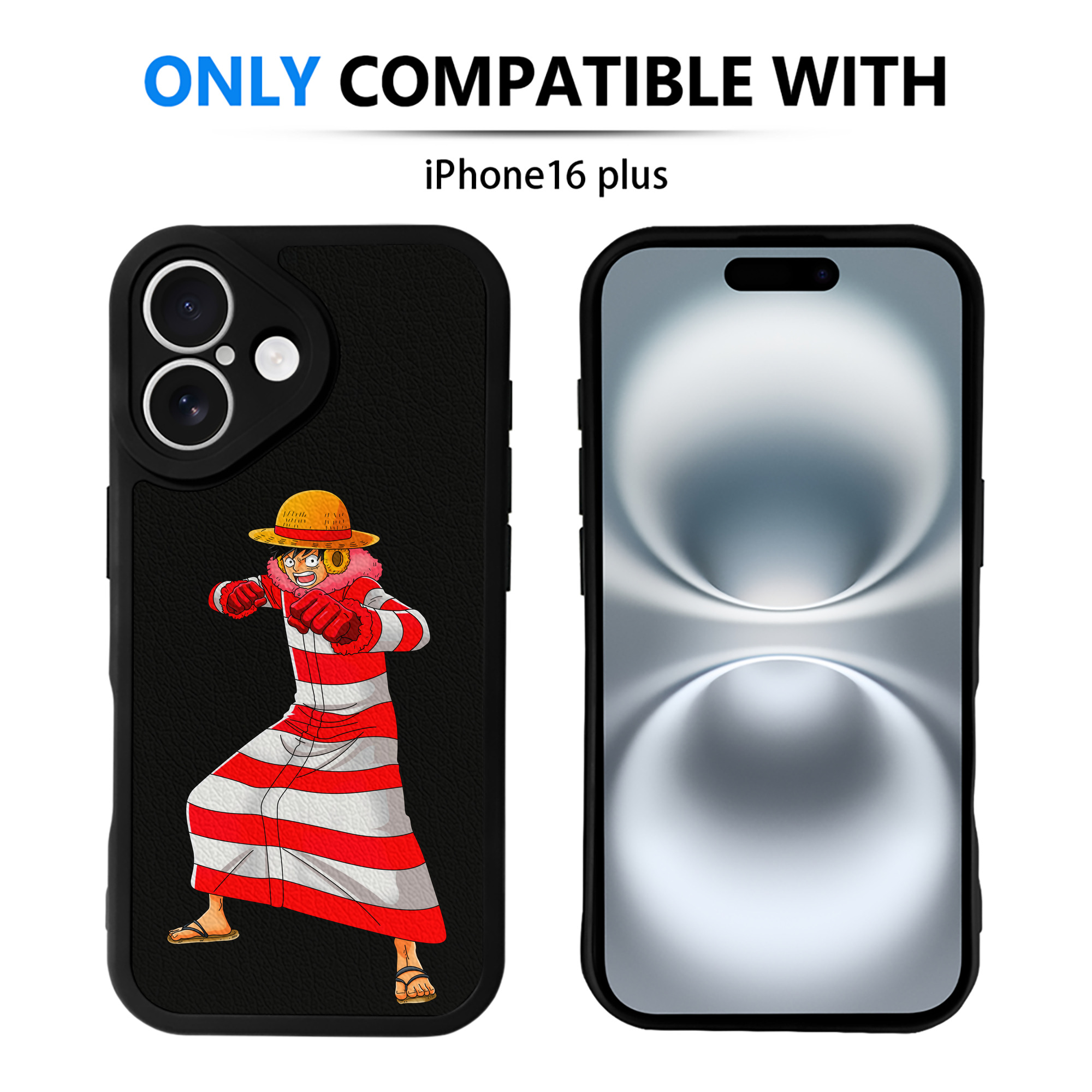 （画像用） ワンピース モンキー・D・ルフィ ONE PIECE Monkey D. Luffy 【iPhone 16シリーズ対応】シリコンスマホケース（レザー調） 材質：シリコン